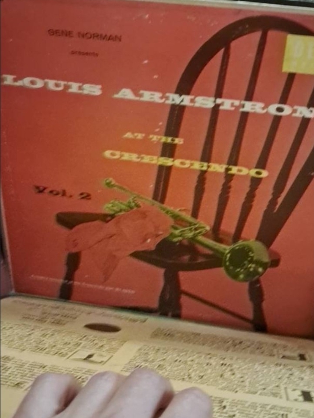 Louis Armstrong at the Crescendo Vinyl Wall Art - Red